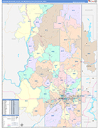 Spokane-Spokane Valley Metro Area Wall Map Color Cast Style